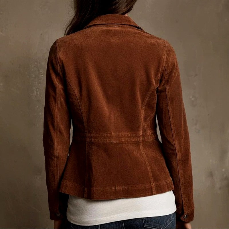 Sadie - Women's Faux Suede Multi-Pocket Utility Jacket 2