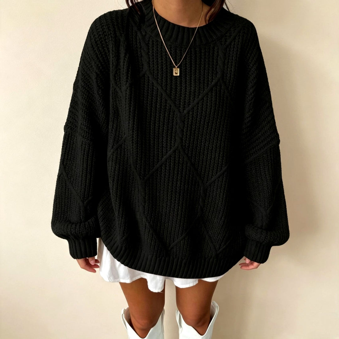 Sage - Women's Oversized Cable Knit Sweater 11