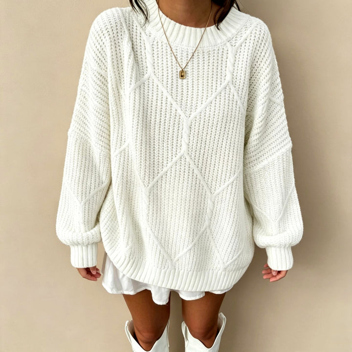 Sage - Women's Oversized Cable Knit Sweater 2