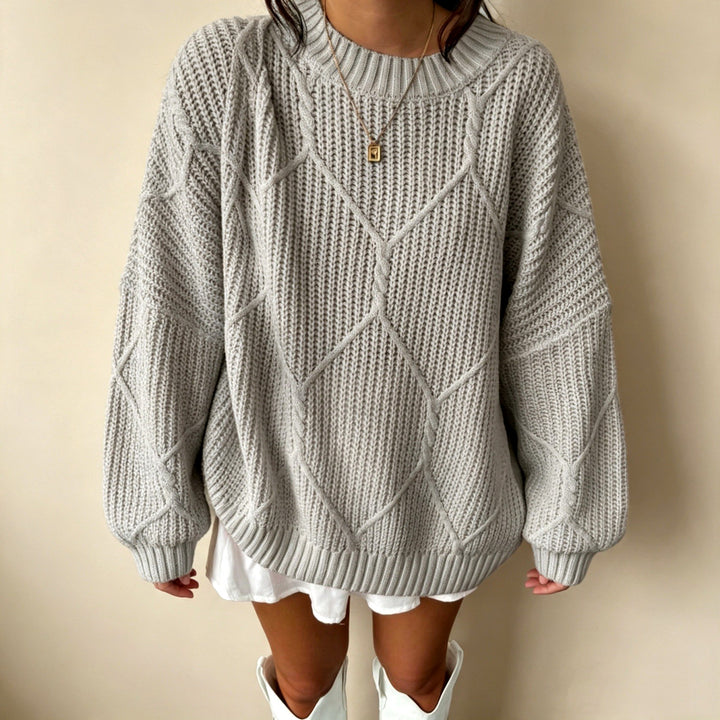 Sage - Women's Oversized Cable Knit Sweater 3