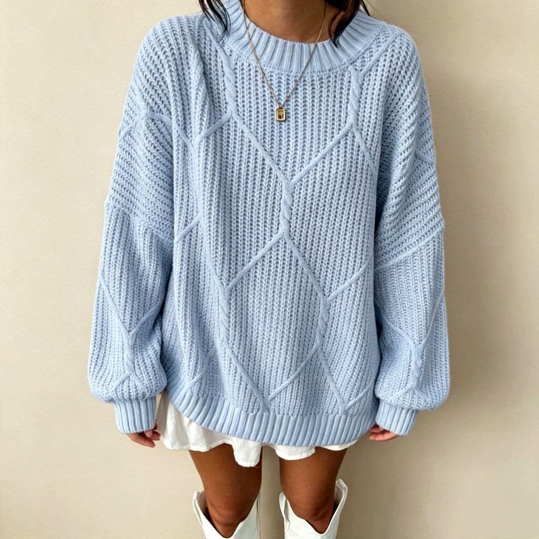 Sage - Women's Oversized Cable Knit Sweater 4