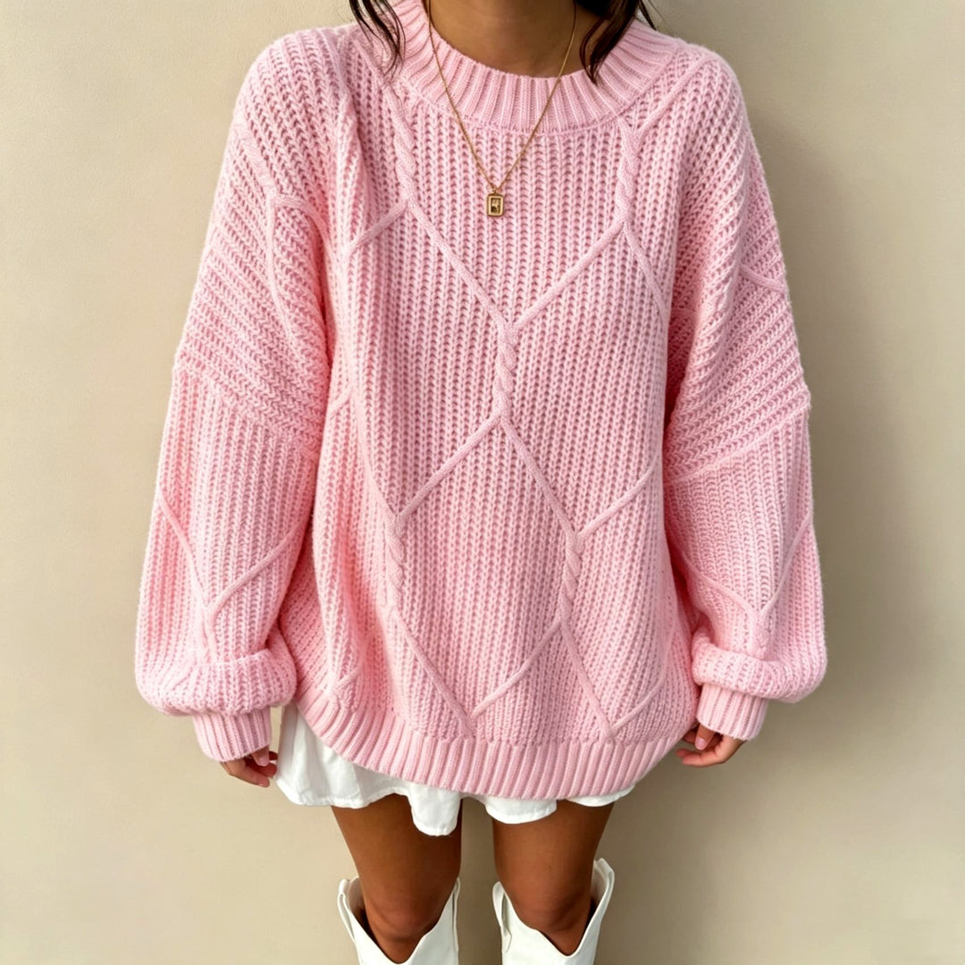 Sage - Women's Oversized Cable Knit Sweater 5