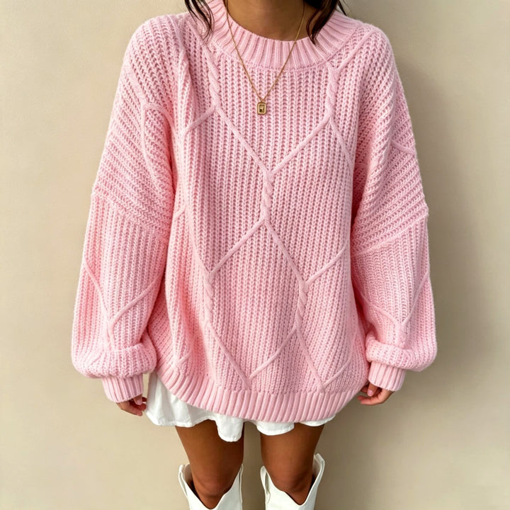 Sage - Women's Oversized Cable Knit Sweater 5