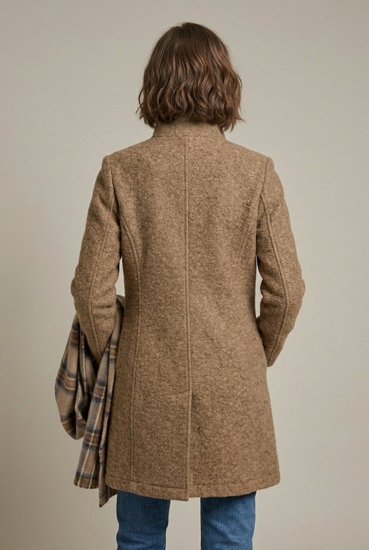 Salma - Women's Single-Breasted Wool Blend Coat with Notch Collar