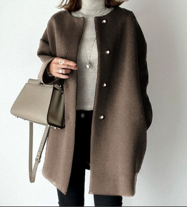 Salma - Women's Button Front Long Coat 3