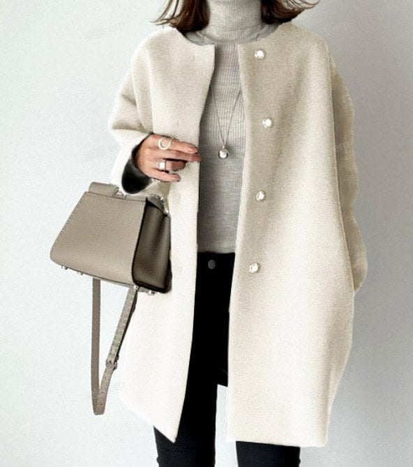 Salma - Women's Button Front Long Coat 4