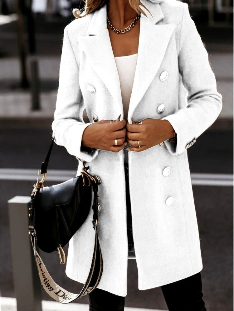 Samantha - Women's Longline Lapel Button-Front Jacket 2
