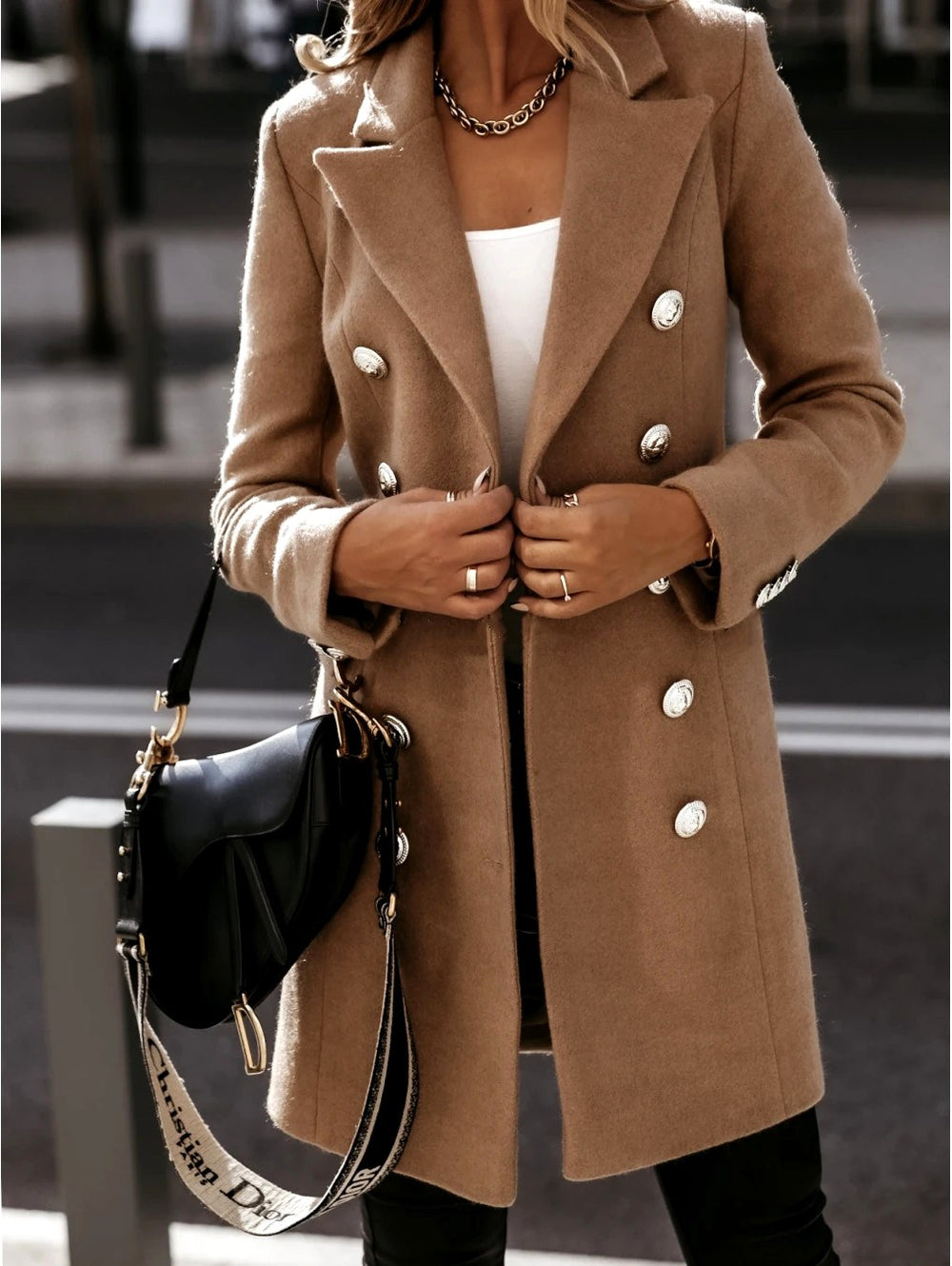 Samantha - Women's Longline Lapel Button-Front Jacket 3