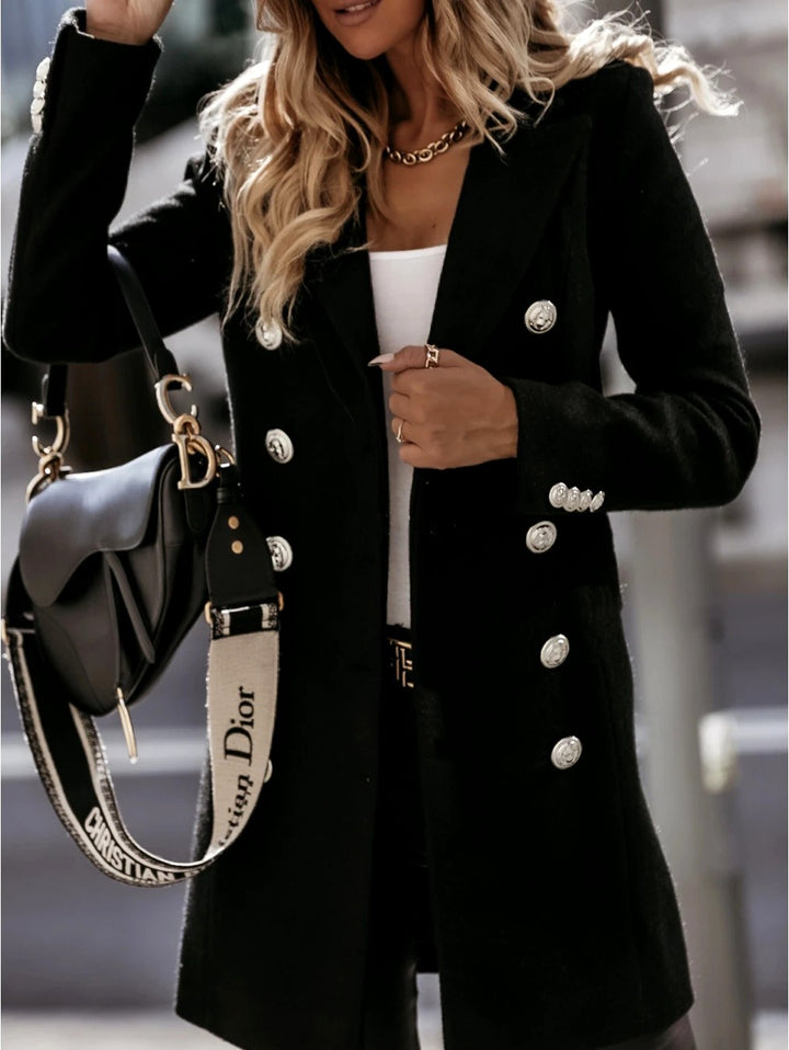 Samantha - Women's Longline Lapel Button-Front Jacket 4