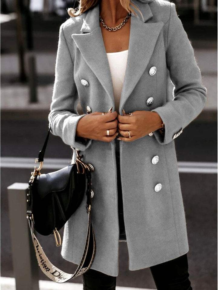 Samantha - Women's Longline Lapel Button-Front Jacket 5