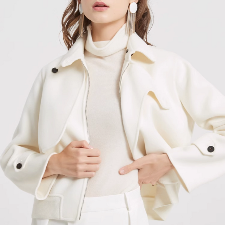 Sarah - Women's Cropped Wool Jacket with Notch Lapel