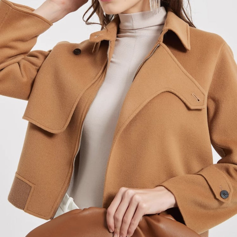 Sarah - Women's Cropped Wool Jacket with Notch Lapel