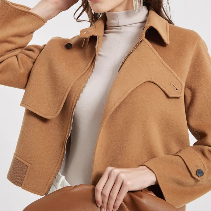 Sarah - Women's Cropped Wool Jacket with Notch Lapel