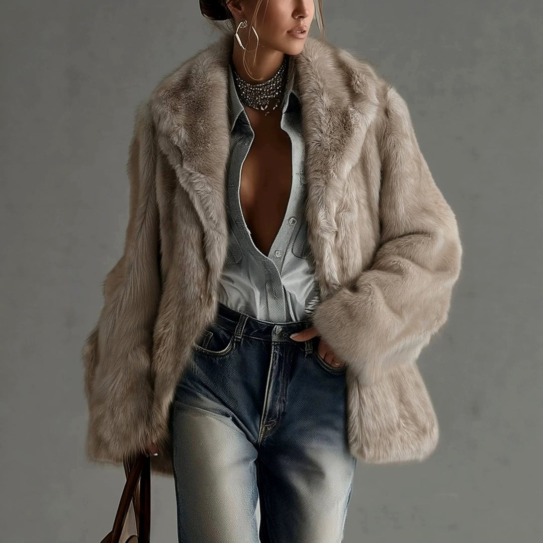 Sharina - Women's Faux Fur Collar Coat 2