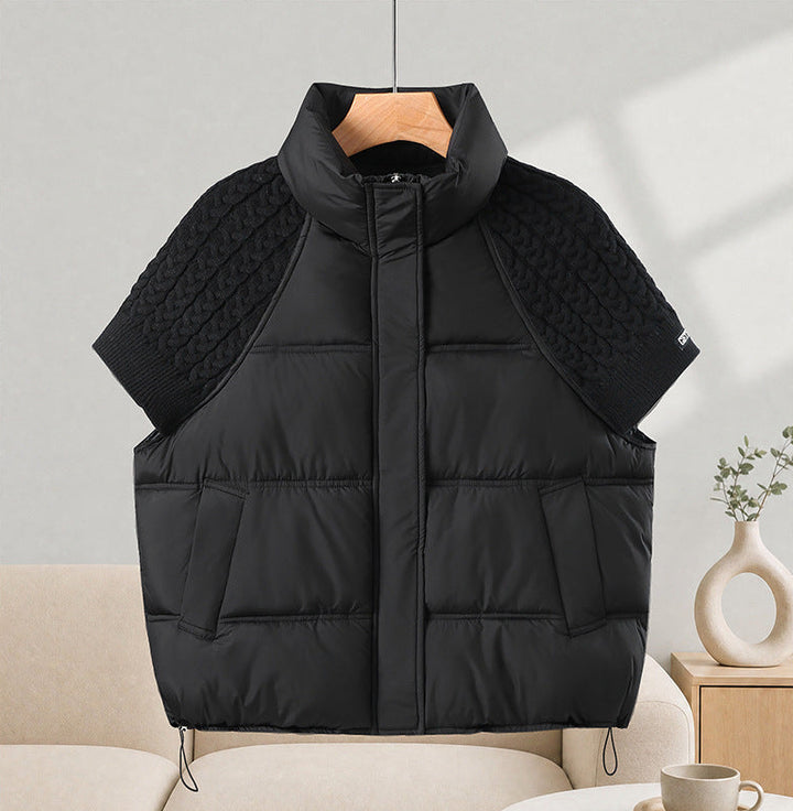Shine - Women's Quilted Puffer Vest with Knit Sleeves 1