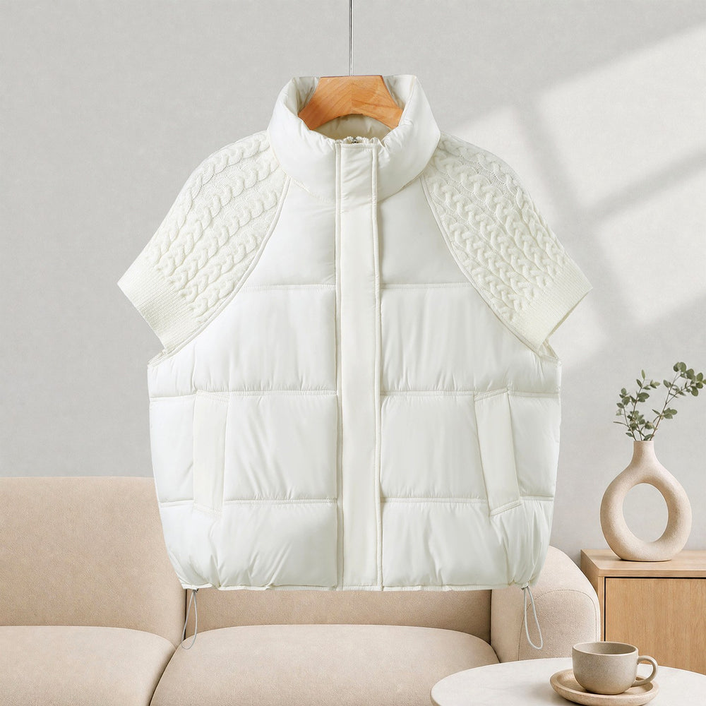 Shine - Women's Quilted Puffer Vest with Knit Sleeves 2