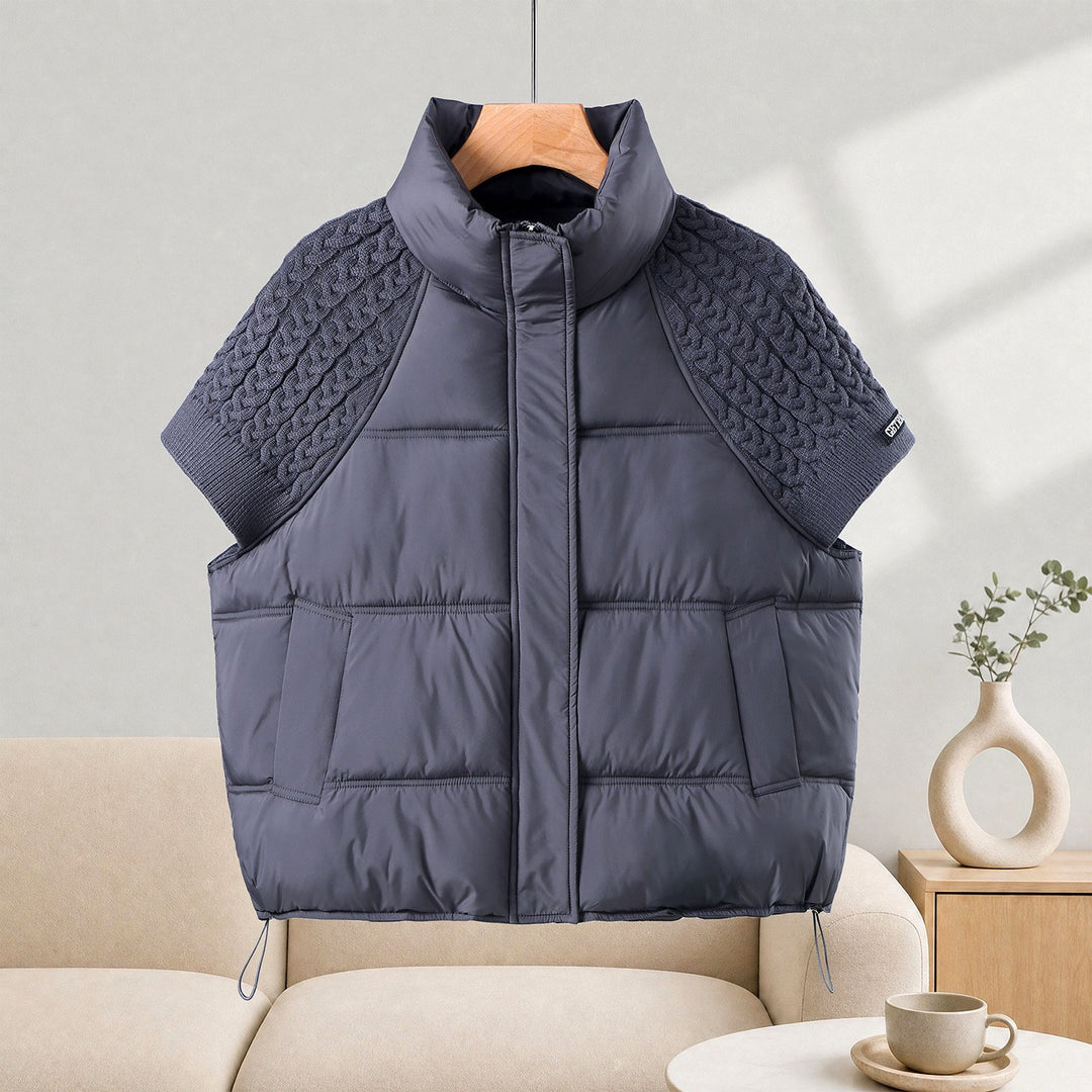 Shine - Women's Quilted Puffer Vest with Knit Sleeves 3