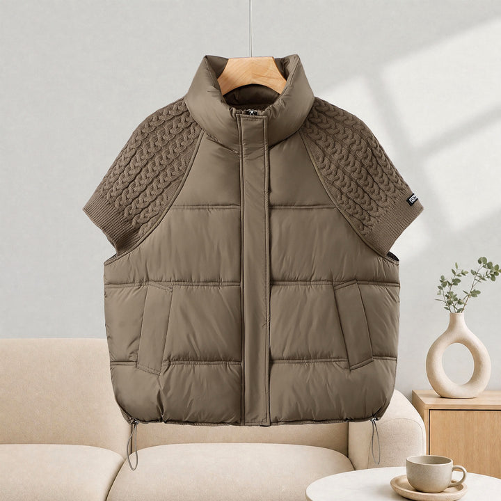 Shine - Women's Quilted Puffer Vest with Knit Sleeves 4