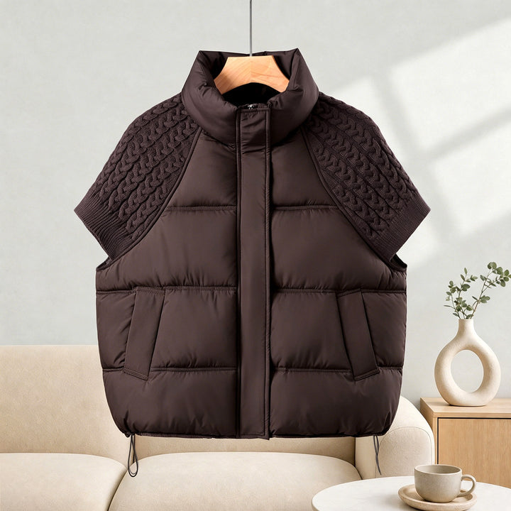 Shine - Women's Quilted Puffer Vest with Knit Sleeves 5