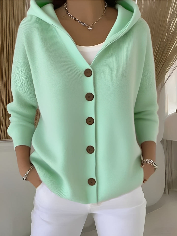 Sienna - Women's Ribbed Hooded Button-Front Cardigan