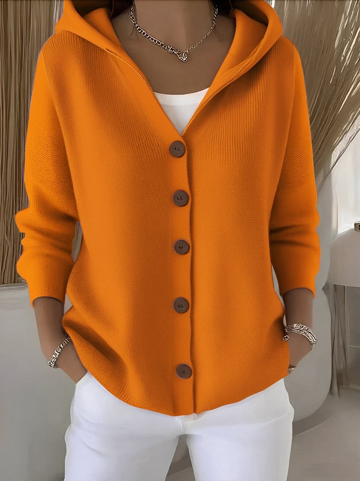 Sienna - Women's Ribbed Hooded Button-Front Cardigan