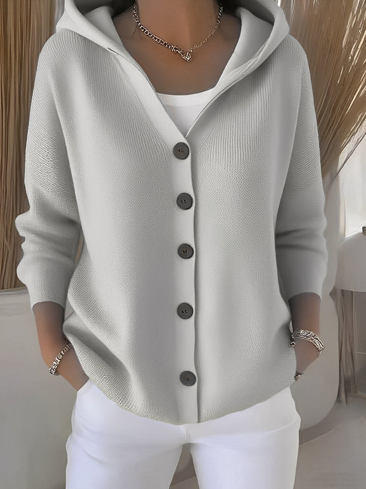 Sienna - Women's Ribbed Hooded Button-Front Cardigan