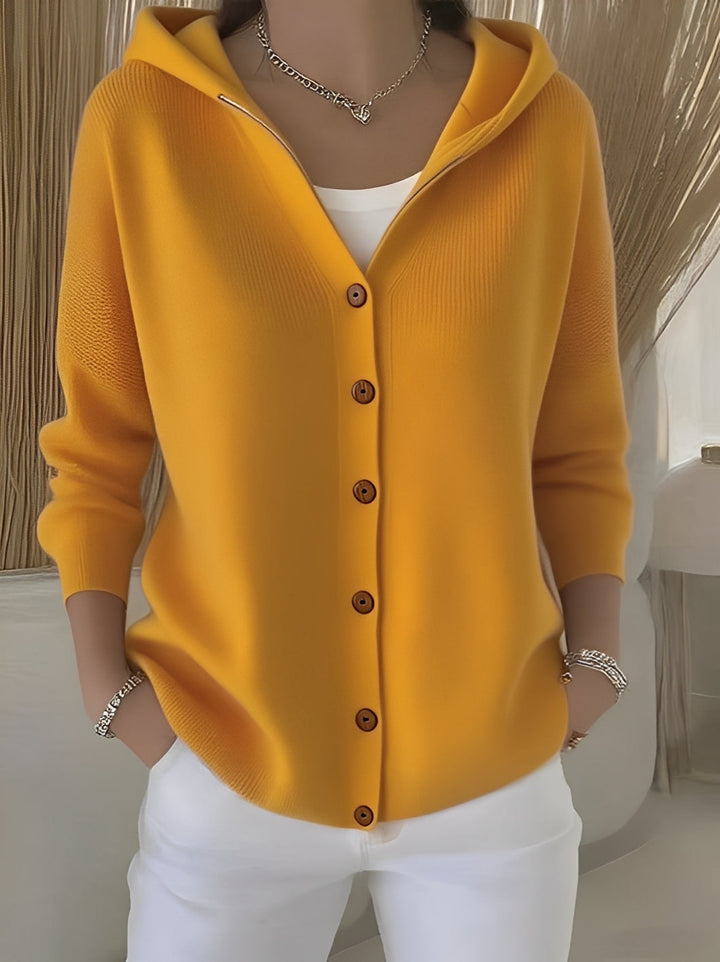 Sienna - Women's Ribbed Hooded Button-Front Cardigan