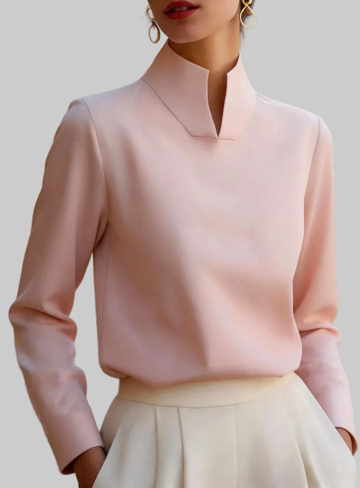 Simone - Women's High Split-Collar Long Sleeve Blouse 3