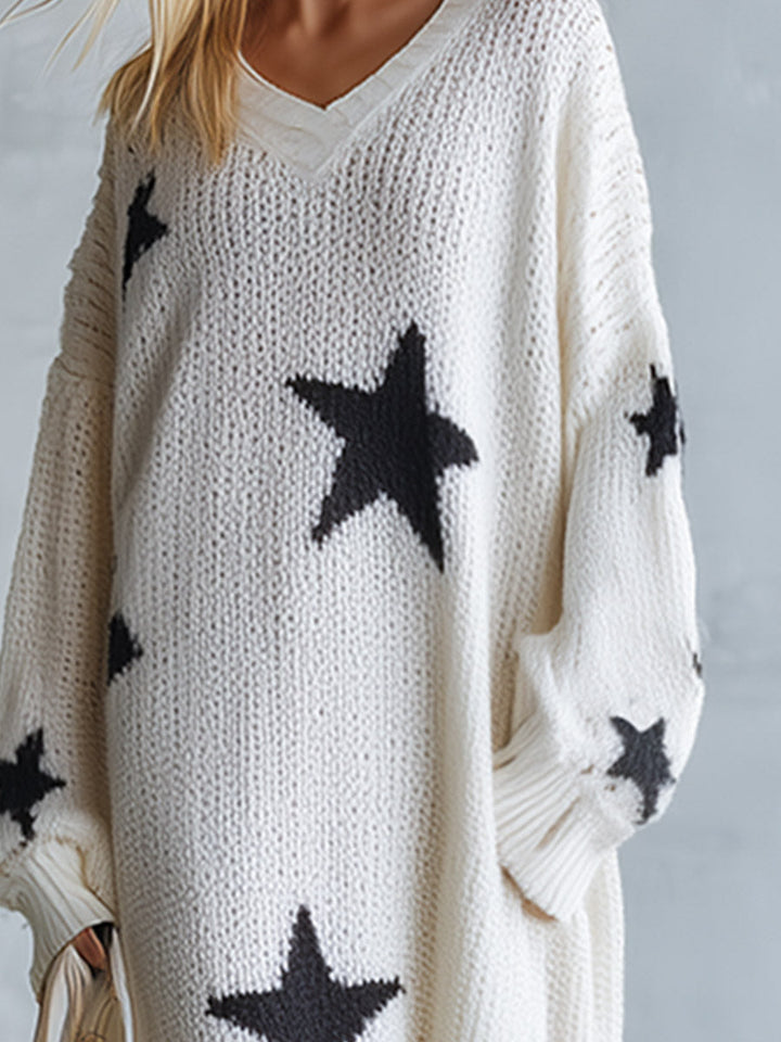 Sloane - Women's Oversized Star-Pattern Knit Casual Maxi Dress