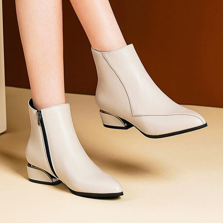 Sloane - Women's Pointed-Toe Ankle Boots with Hardware Accent