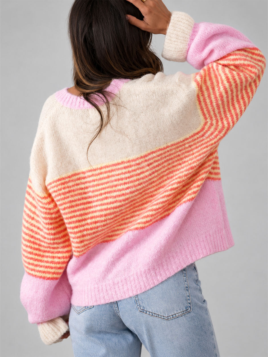 Sloane - Women’s Striped Color Block Knit Cardigan