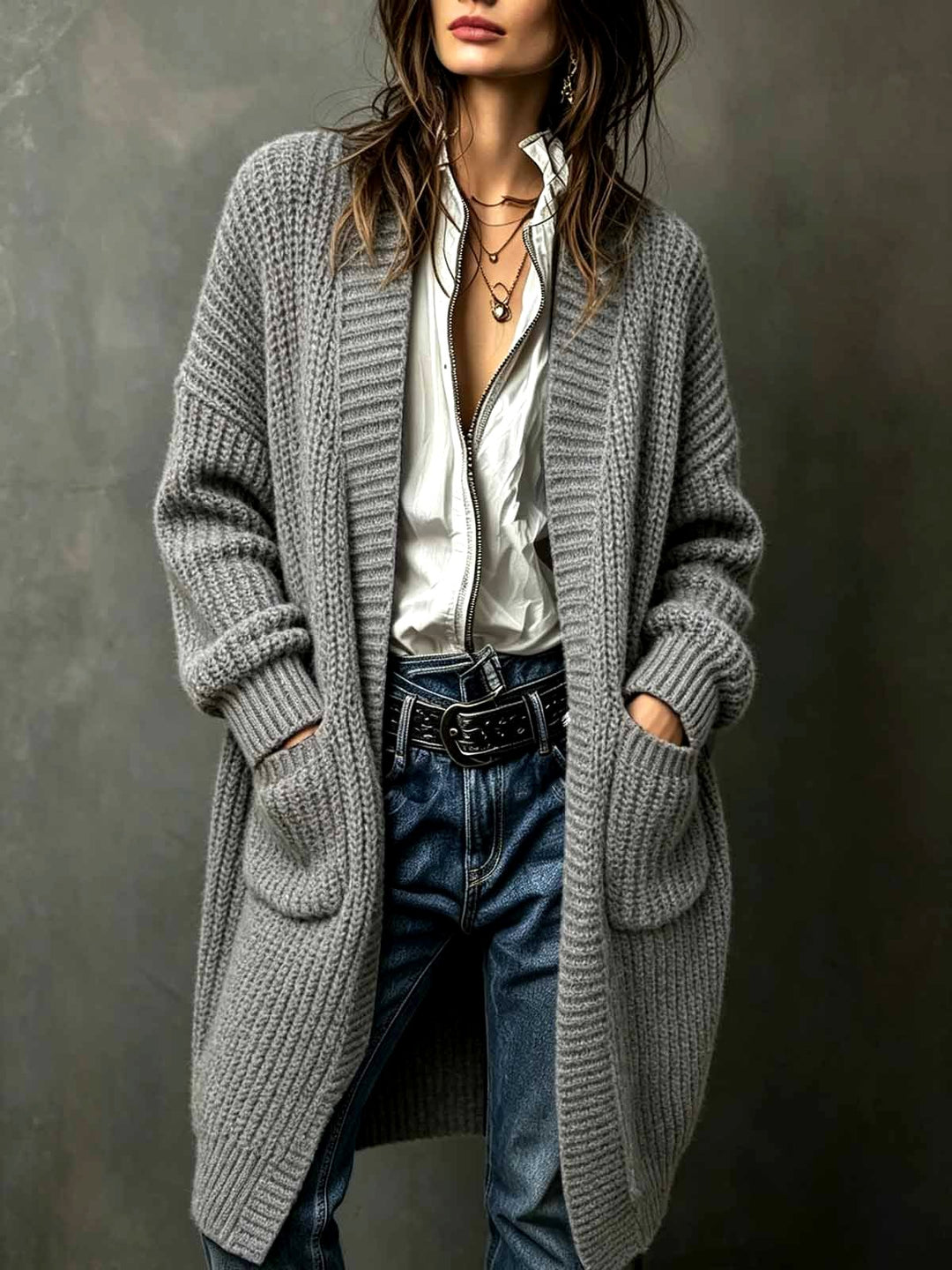 Sophia - Women's Long Knit Cardigan 3