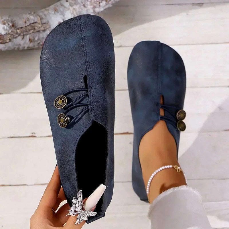 Stella - Women's Metal Button Slip On Loafers