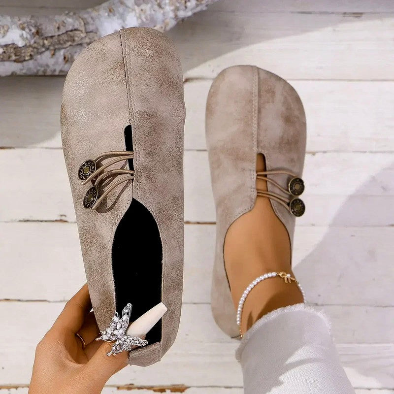 Stella - Women's Metal Button Slip On Loafers