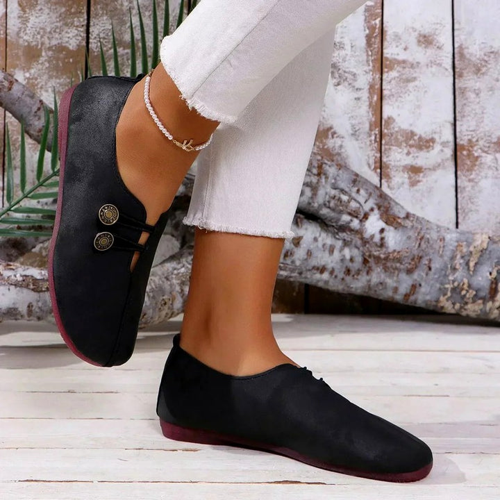 Stella - Women's Metal Button Slip On Loafers