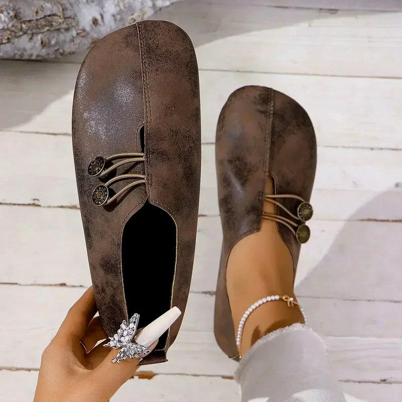 Stella - Women's Metal Button Slip On Loafers