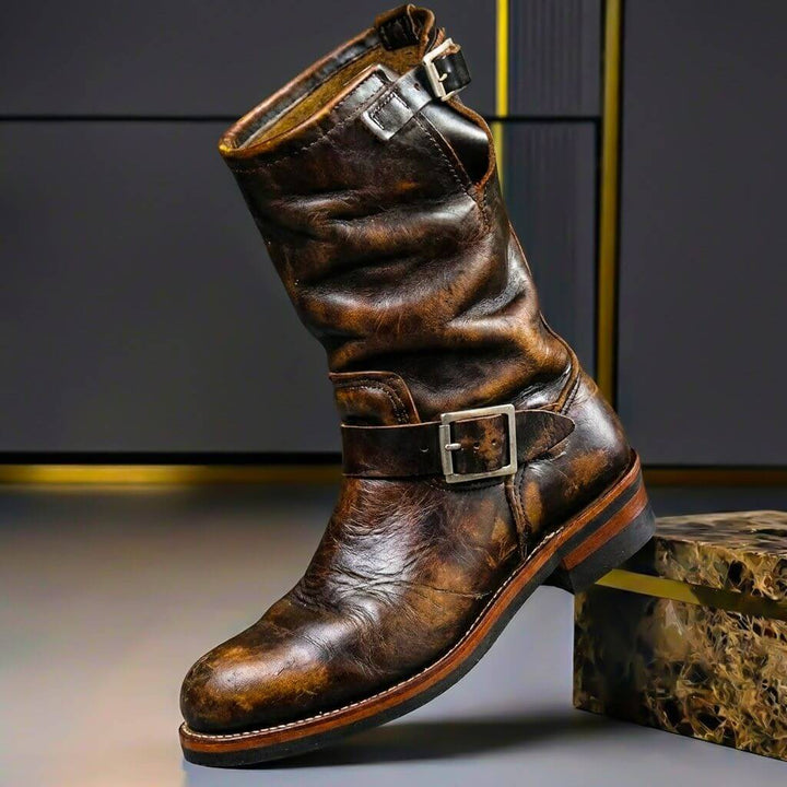 Sullivan - Men's Buckle-Strap Vintage Leather Boots