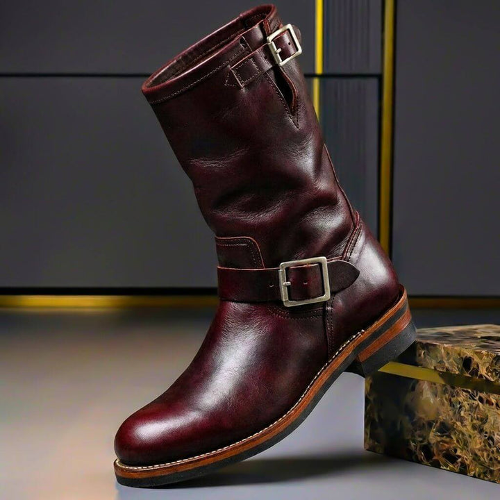 Sullivan - Men's Buckle-Strap Vintage Leather Boots