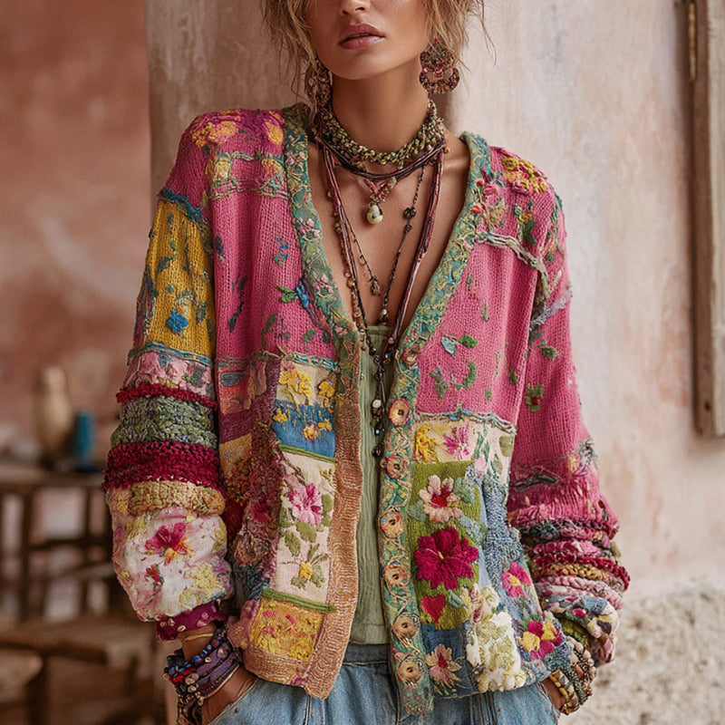 Sylvia - Women's Button-Front Floral Cardigan