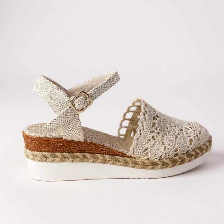 Sylvia - Women's Crochet Ankle Strap Wedge Espadrilles