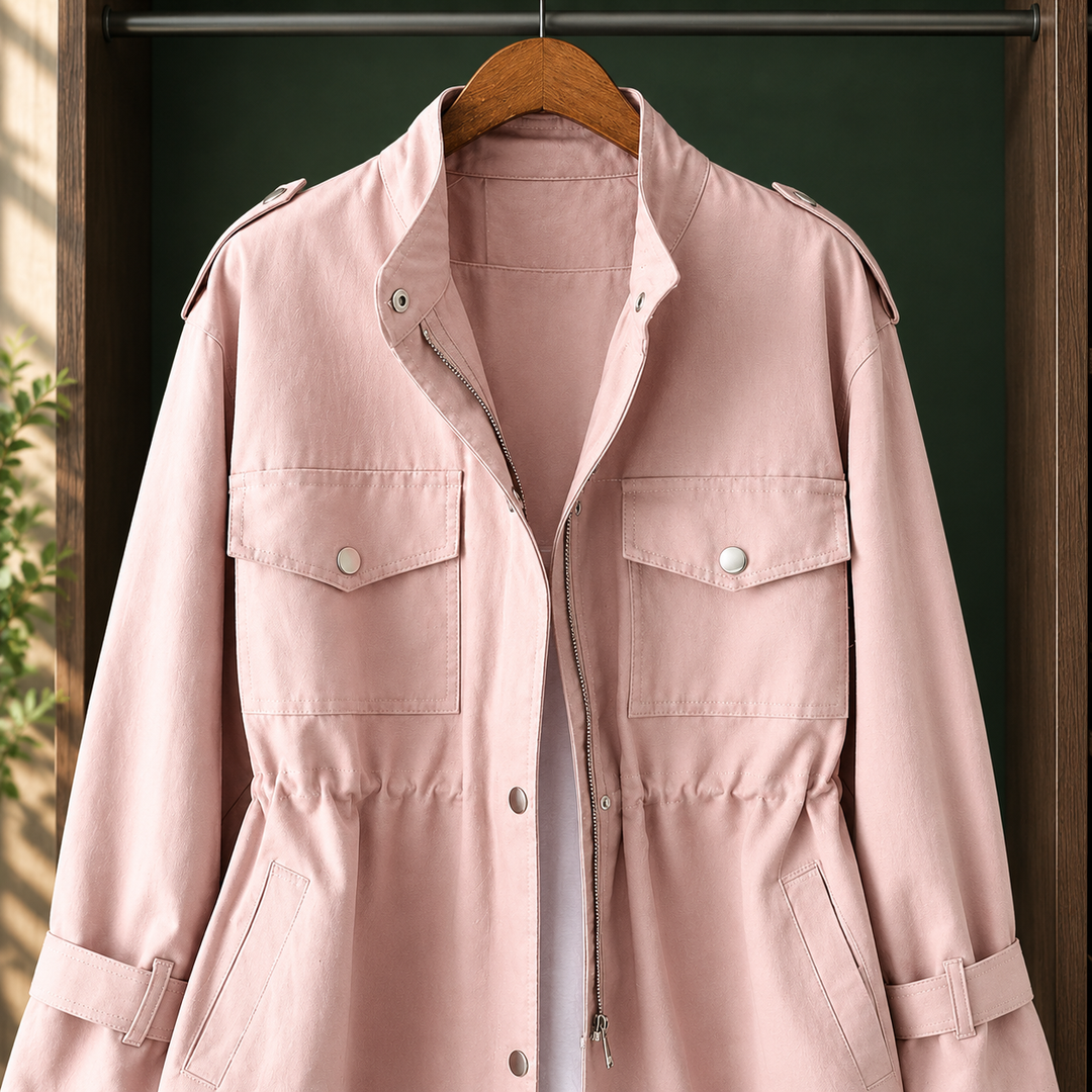 Sylvie - Women's Utility Rain Jacket with Zip-Snap Front and Adjustable Waist
