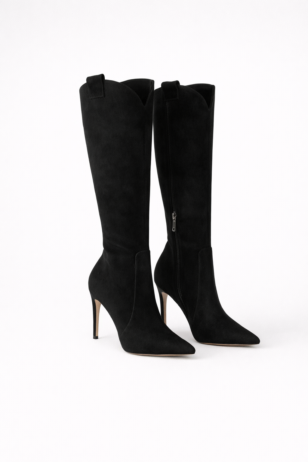 Tabitha - Women's Pointed-Toe Knee-High Boots with Side Zip