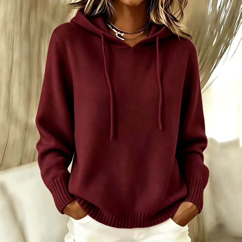 Tabitha - Women's V-Neck Relaxed Fit Hooded Sweater 2