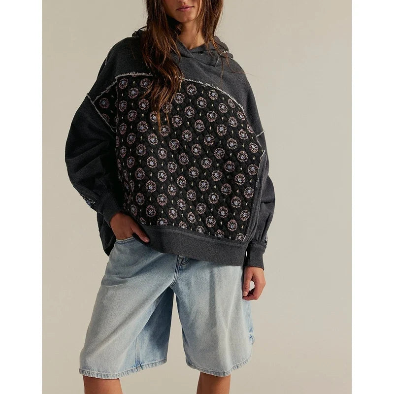 Taylor - Women's Oversized Quilted Patchwork Hoodie