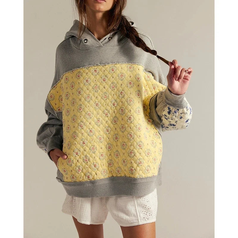 Taylor - Women's Oversized Quilted Patchwork Hoodie
