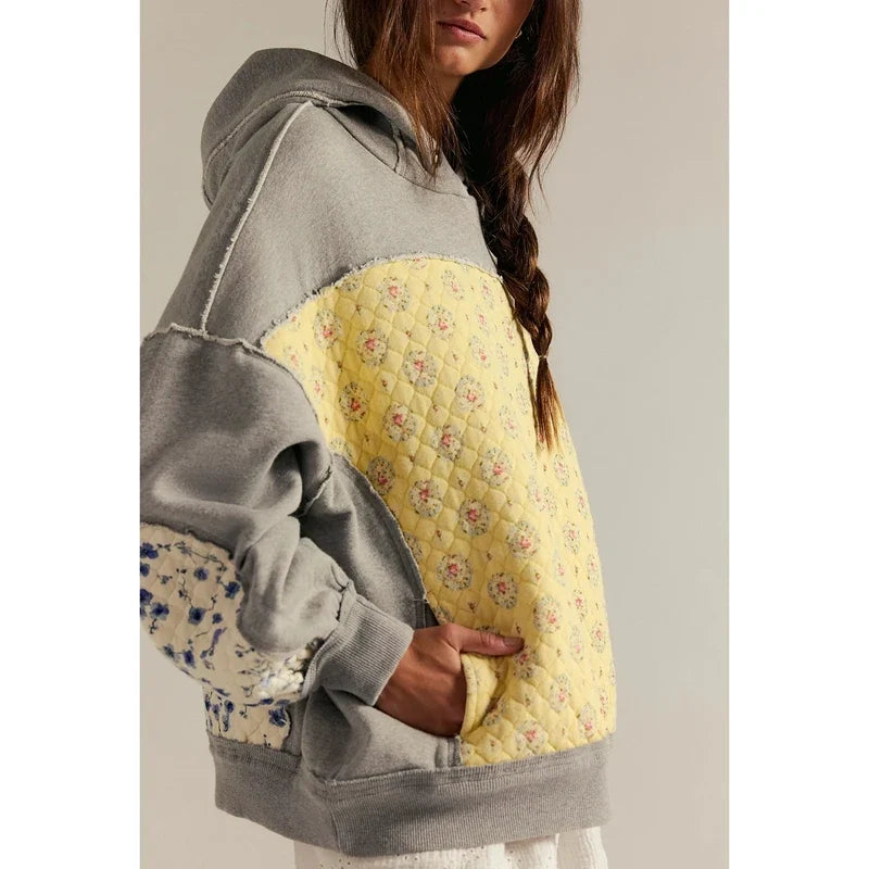 Taylor - Women's Oversized Quilted Patchwork Hoodie