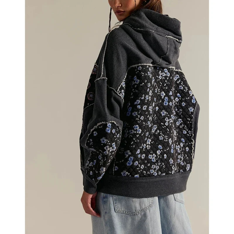 Taylor - Women's Oversized Quilted Patchwork Hoodie