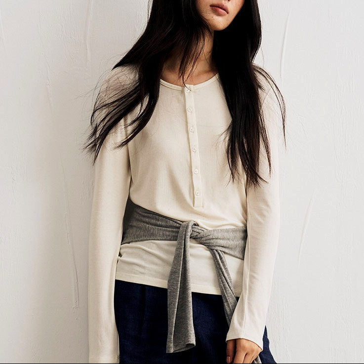 Tessa – Women's Long Sleeve Button Henley Top 2