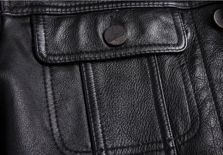 Thaddeus - Men's Distressed Leather Button-Front Jacket
