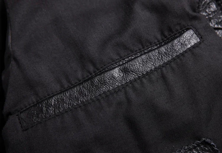 Thaddeus - Men's Distressed Leather Button-Front Jacket